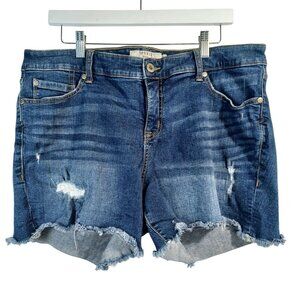 Torrid Denim Shorts First At Fit Blue Distressed Five Pocket Stretch Womens 18